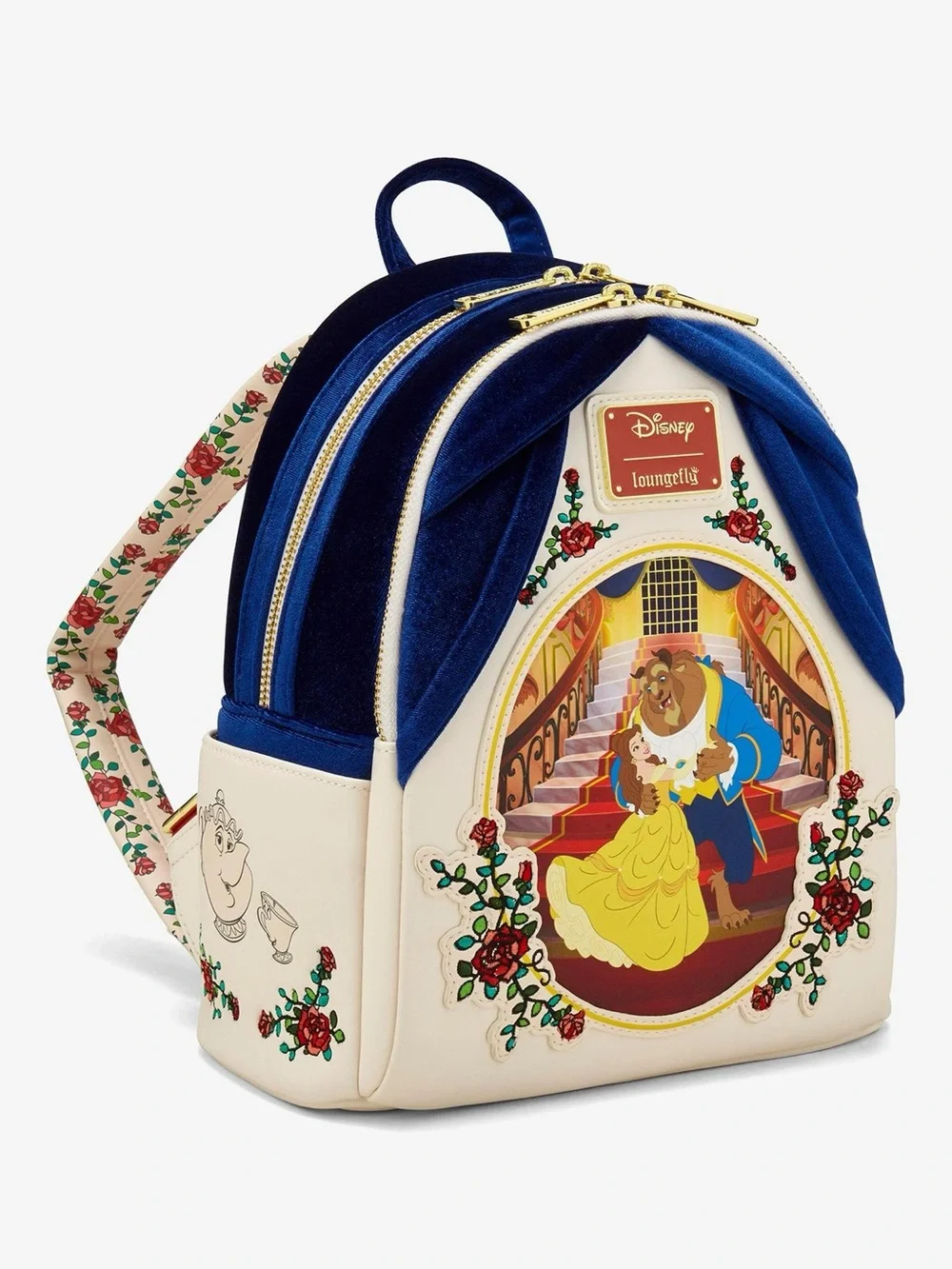 Loungefly Ivory, Blue & Yellow Beauty and the Beast Mini Backpack